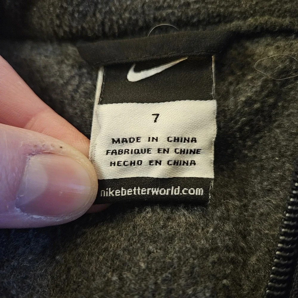 Nike‎ Full Zip Long Sleeve Gray/Black Size 7 Jacket Fleece Youth Kids